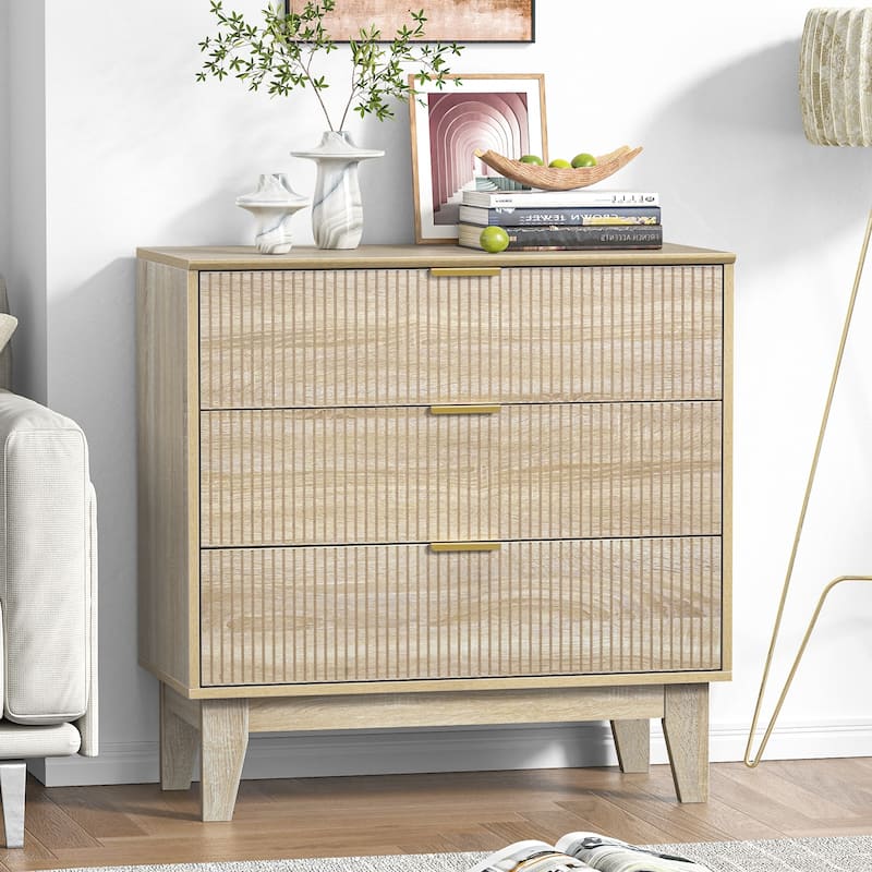 Anmytek Modern 3-Drawer Dresser Wood Chest of Drawers Storage Cabinet for Bedroom