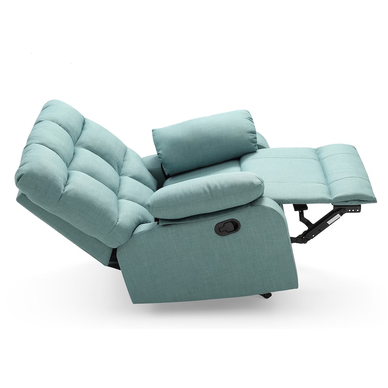Upholstered Reclining Chair with Padded Arms - 39" - Teal Blue