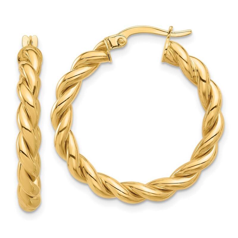 Curata 14k Yellow Gold Polished Twisted Hoop Earrings - 27.3x26.9mm