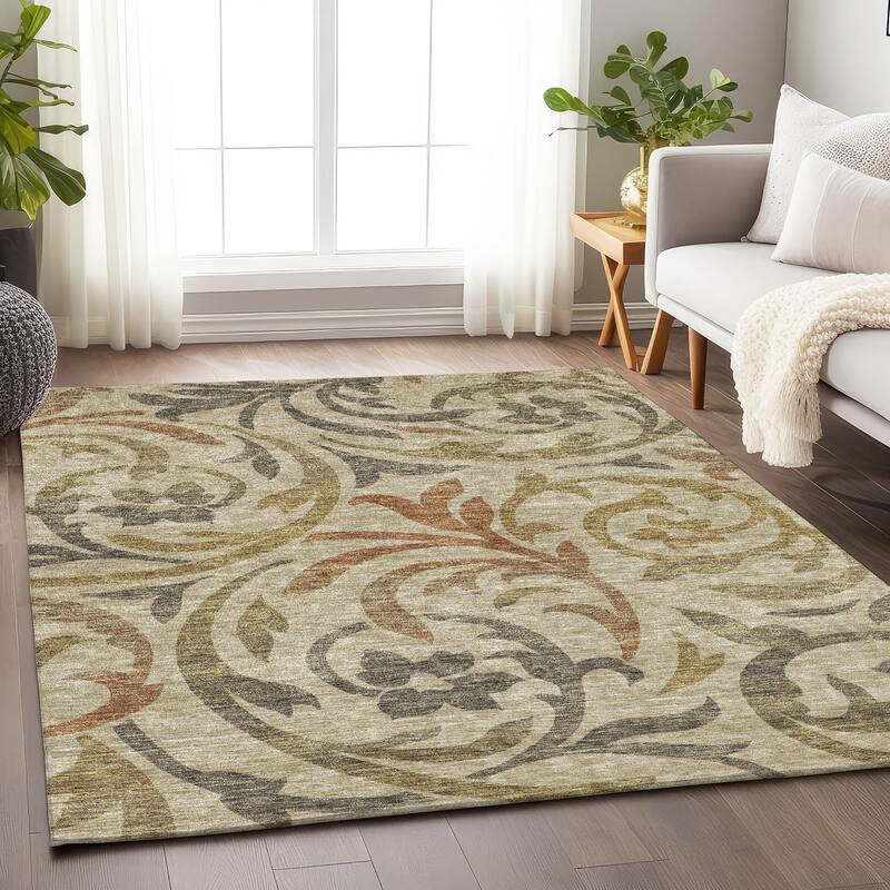 Premium Washable Super Soft Contempory Scroll Mayfield Rug - Beige - 3' x 5' - Rectangle