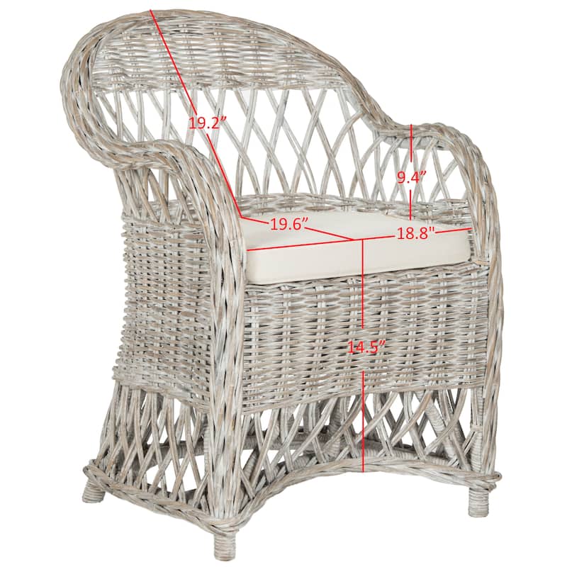 SAFAVIEH Spyrini Natural Rattan Club Chair - 25.5" x 26.5" x 35.5" - 26Wx27Dx36H