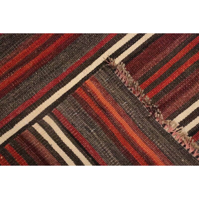 Hand Woven Oriental 100% Wool Carpet Southwestern Geometric Multi-Colored Kilim Area Rug - 10' 4'' X 4' 9''