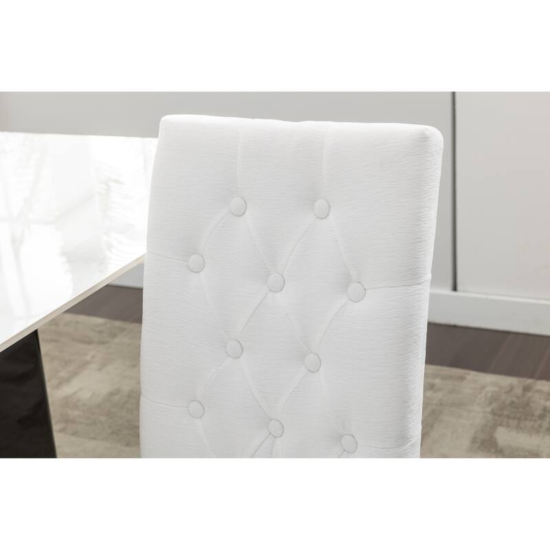 Modern Velvet Upholstery Dining Chairs Set of 2 - Stainless Steel Legs & S-Shaped Springs