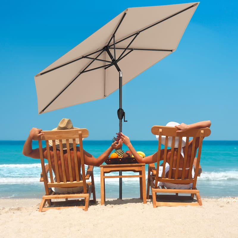 Gymax 7.5 ft Patio Umbrella Outdoor Heavy Duty Market Umbrella w/ Push