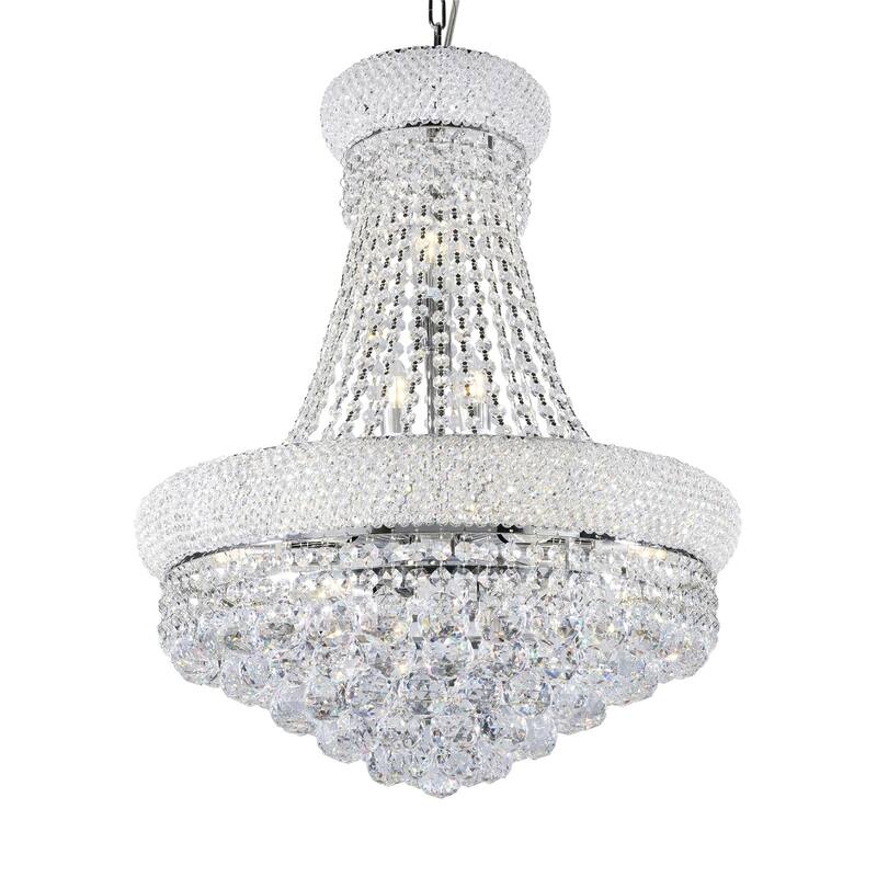 Crystal Ceiling Lamp - 26" Empire Chandelier with Crystal Accents - Flush Mount Light Fixture - 26