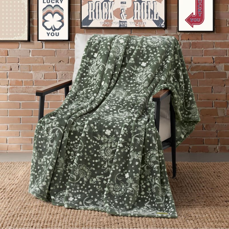 Lucky Brand Lucky Clovers Plush Throw Blankets