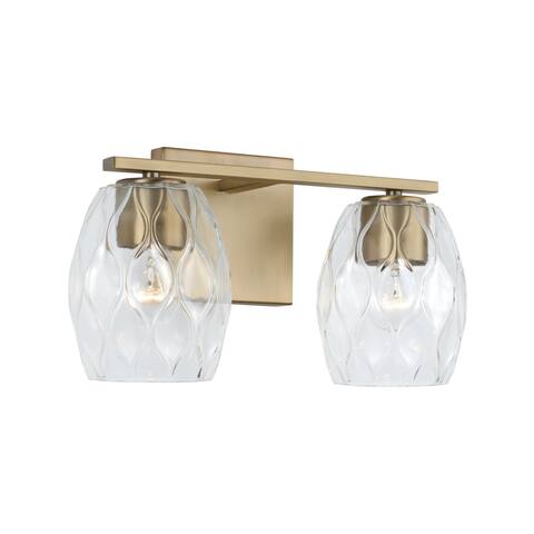 Lucas 2-light Bath/ Vanity Fixture w/ Wavy Embossed Glass