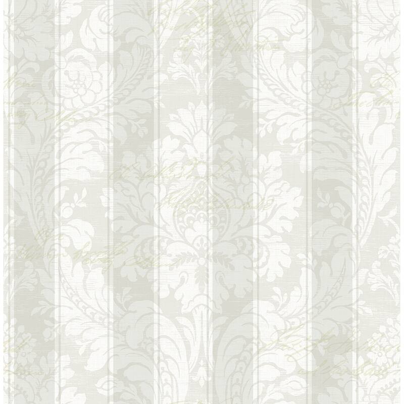 Seabrook Designs Koharu Damask Stripe Unpasted Wallpaper