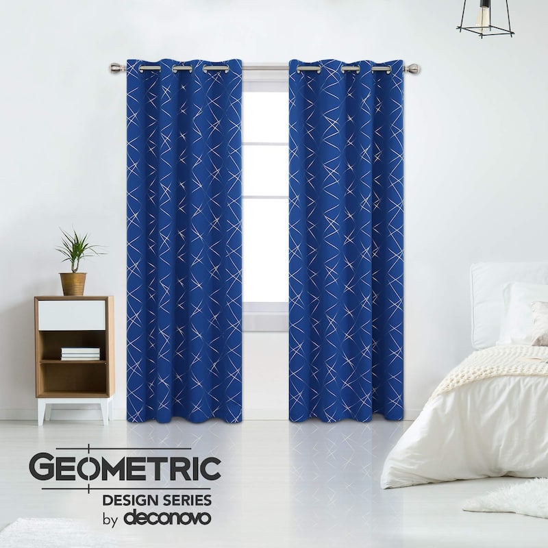 Deconovo 52 Inch Geometric Print Curtain Panel Pair(2 Panel) - 52x72 Inch - Royal Blue