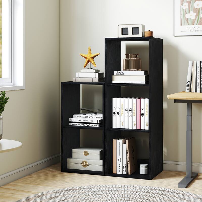 Gymax 2PCS 2-Cube Bookshelf Modern Vertical Bookcase w/ Anti-tipping