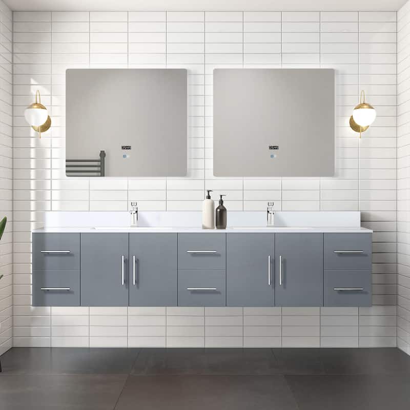 Geneva 84 in. W x 22 in. D Dark Grey Double Bath Vanity and White Quartz Top - 84 Inch - Dark Grey