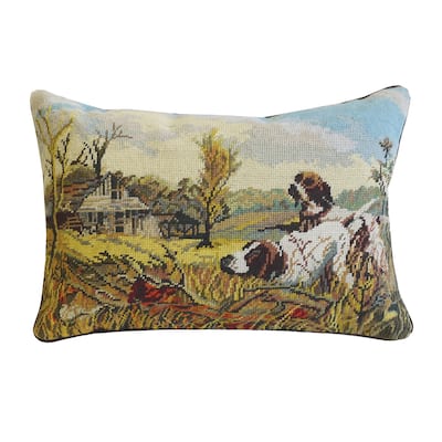 14" x 20" Irish Setter Puppy Dogs on Homestead Farm Needlepoint Accent Throw Pillow
