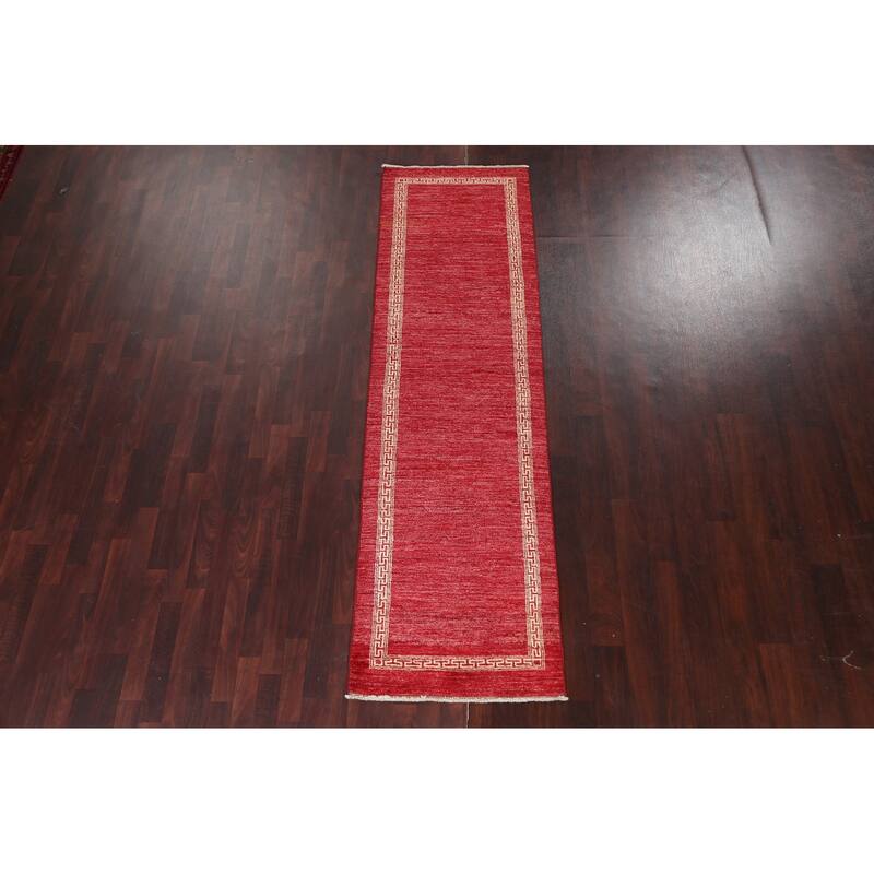 Bordered Gabbeh Kashkoli Oriental Runner Rug Hand-knotted Wool Carpet - 2'7" x 8'10"