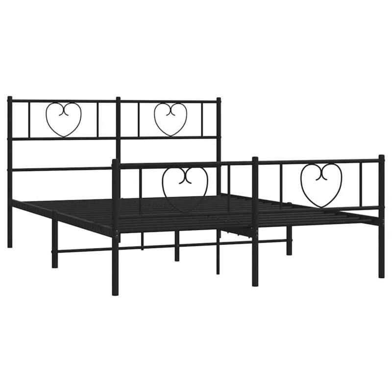 vidaXL Full Metal Bed Frame with Headboard, Black, No Mattress - 77.2" x 55.9" x 35.4"