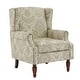 preview thumbnail 21 of 85, Traditional Floral Patterned Wingback Armchair with Nailhead Trim