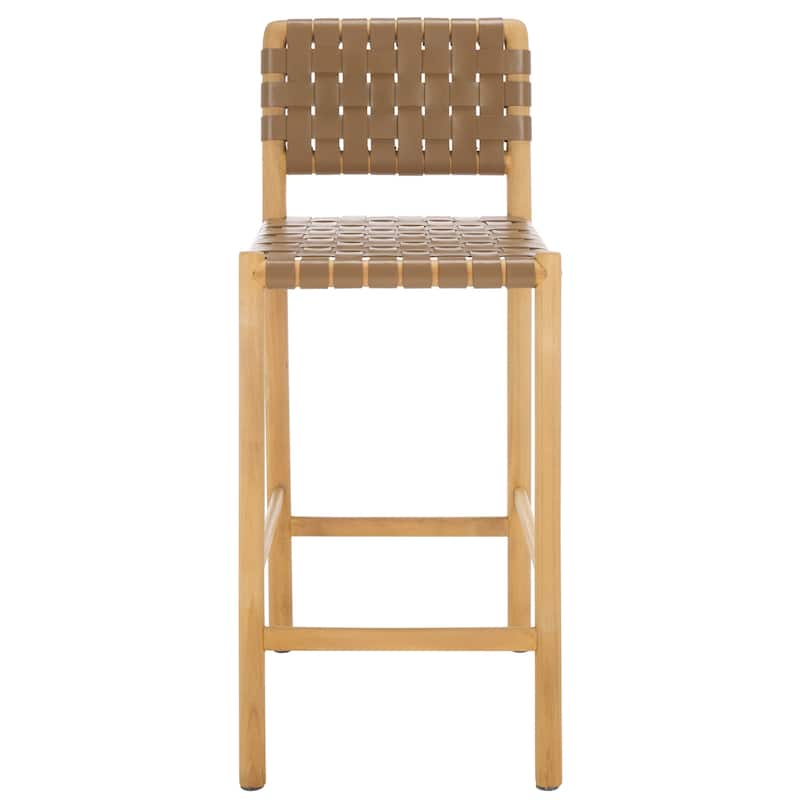 SAFAVIEH Couture Jeremiah Woven Leather 26-inch Counter Stool - 16"W x 19"D x 36"H