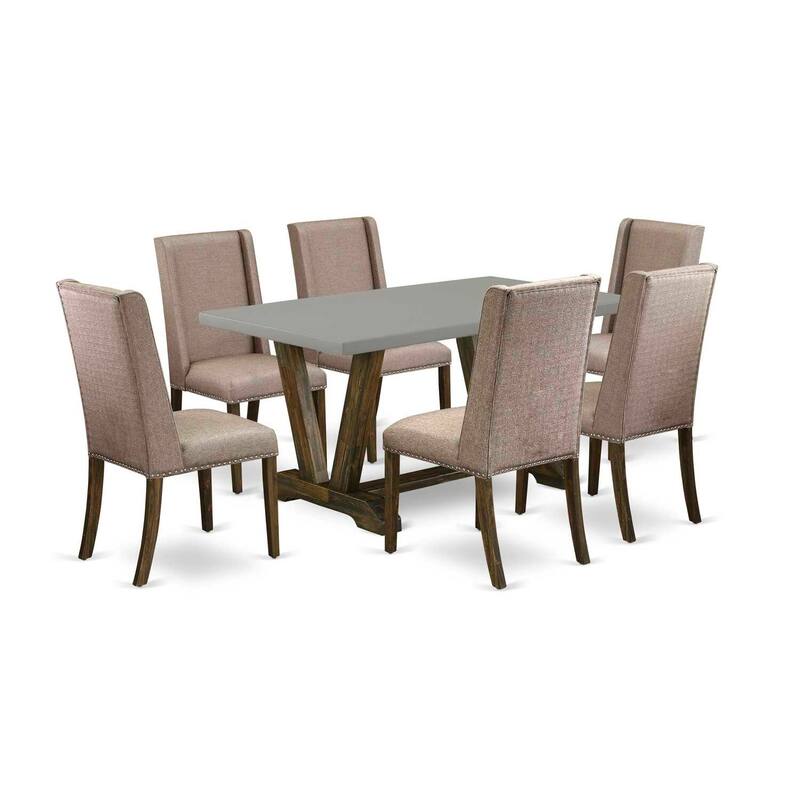7-Piece Kitchen Table Set - Rectangular Dining Table with 6 Parson Chairs - Hardwood Dining Room Furniture - 60