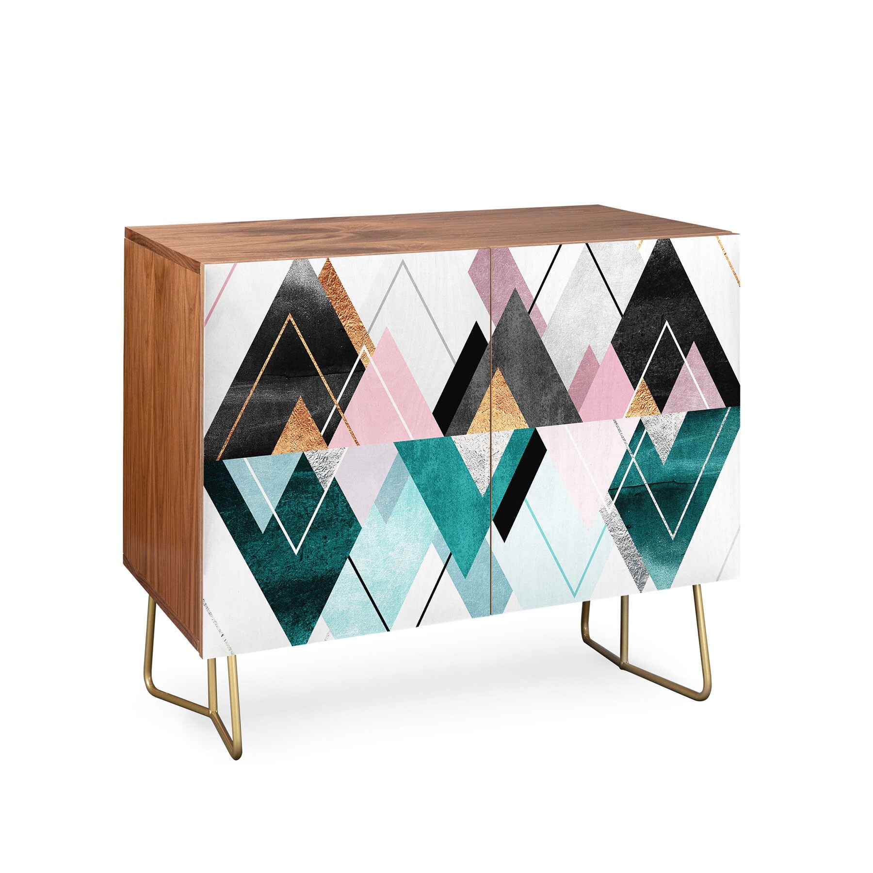 Deny Designs Geometric Triangles Wooden Credenza Cabinet Bed
