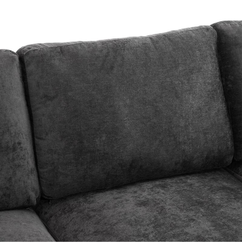 85.4" Chenille Modular Sectional Sofa with Ottoman and USB Ports - U/L-Shaped Convertible Design