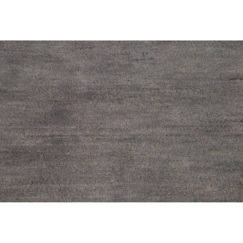 Gray Gabbeh Modern Runner Rug Hand-Knotted Wool Carpet - 2'9"x 9'9"