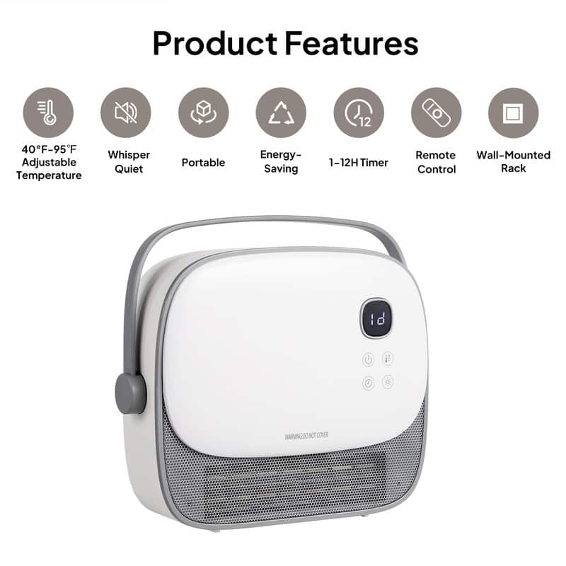 1500-Watt Wall-Mount and Floor Electric Space Heater with Remote Control