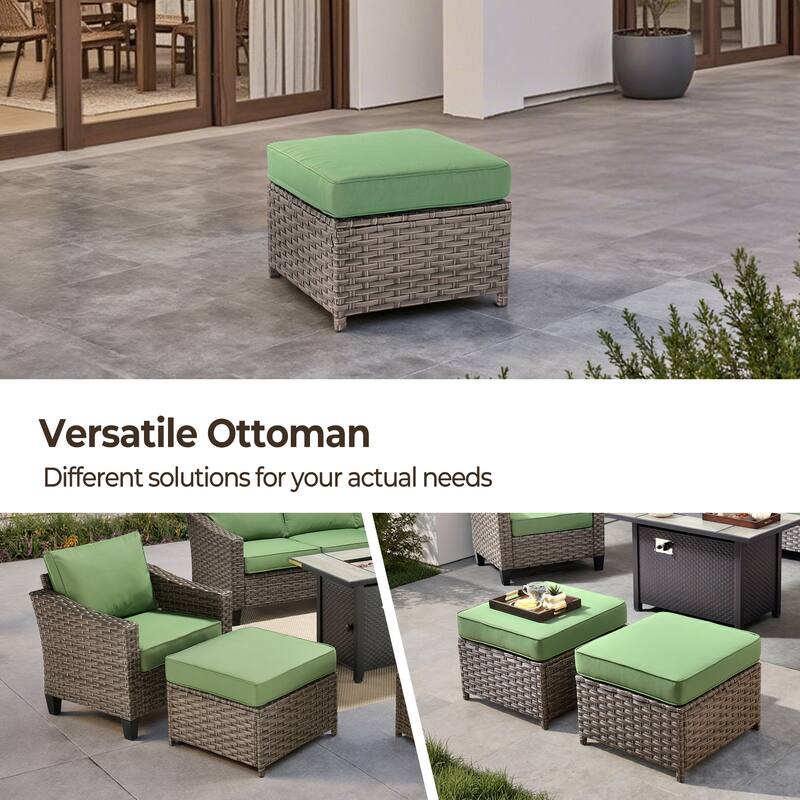 HOOOWOOO 5-piece Patio Wicker Conversation Set with Ottoman