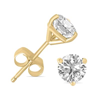Marquee 1 Carat TW Lab Grown Diamond Martini Set Round Earrings in 14K Yellow Gold