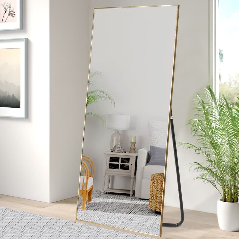 Aluminum Alloy Full Length Floor Mirror - 71x27.6 - Gold