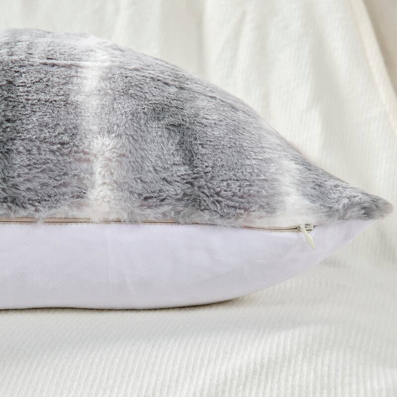 Amanda Stripe fauxfur Throw Pillow Covers Set of 2, NO INSERT