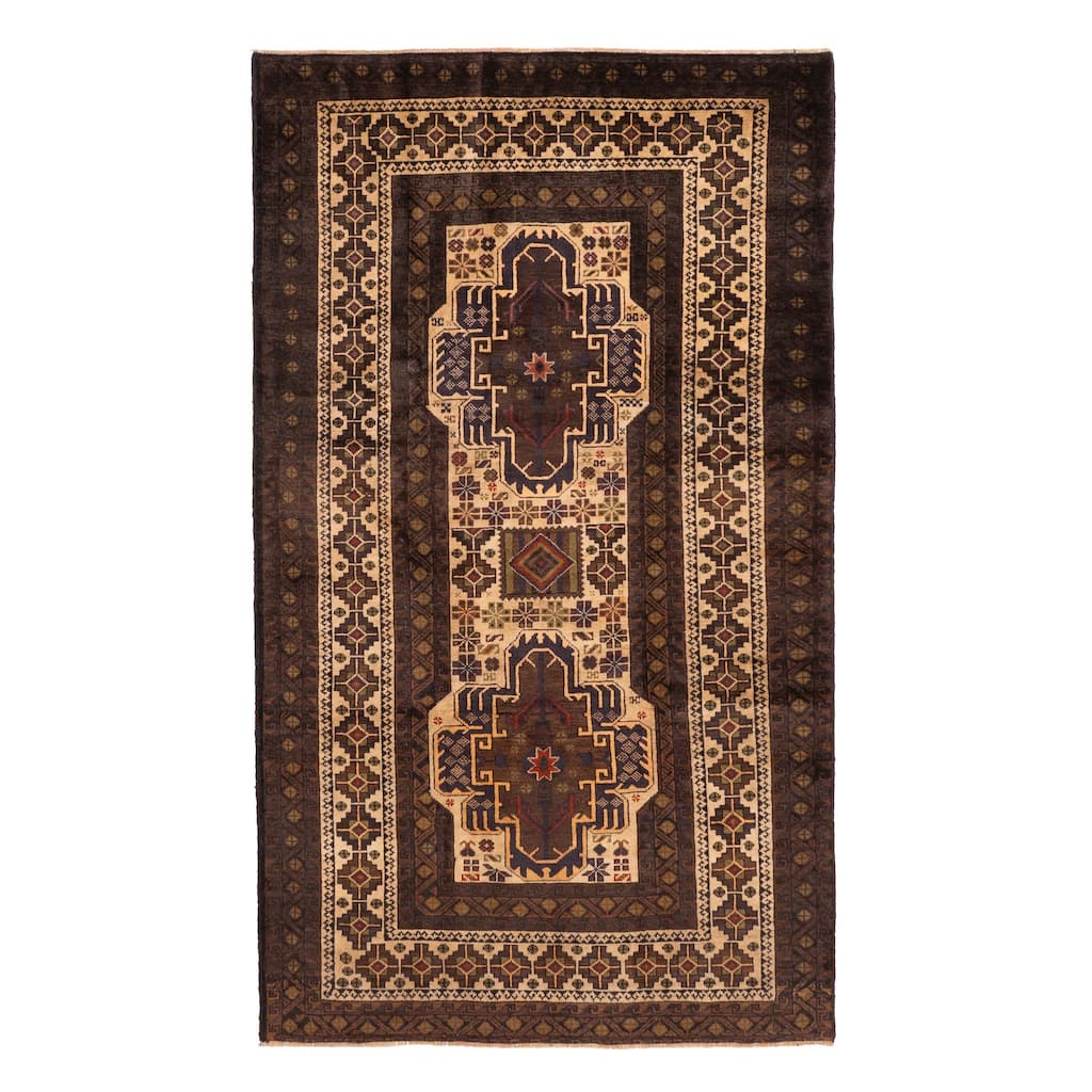 ECARPETGALLERY Hand-knotted Teimani Ivory Wool Rug - 3'9 x 6'6