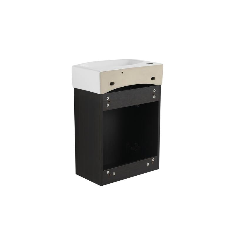 16 in. W x 11 in. D x 22 in. H Single Sink Wall-Mounted Bath Vanity with White Resin Top