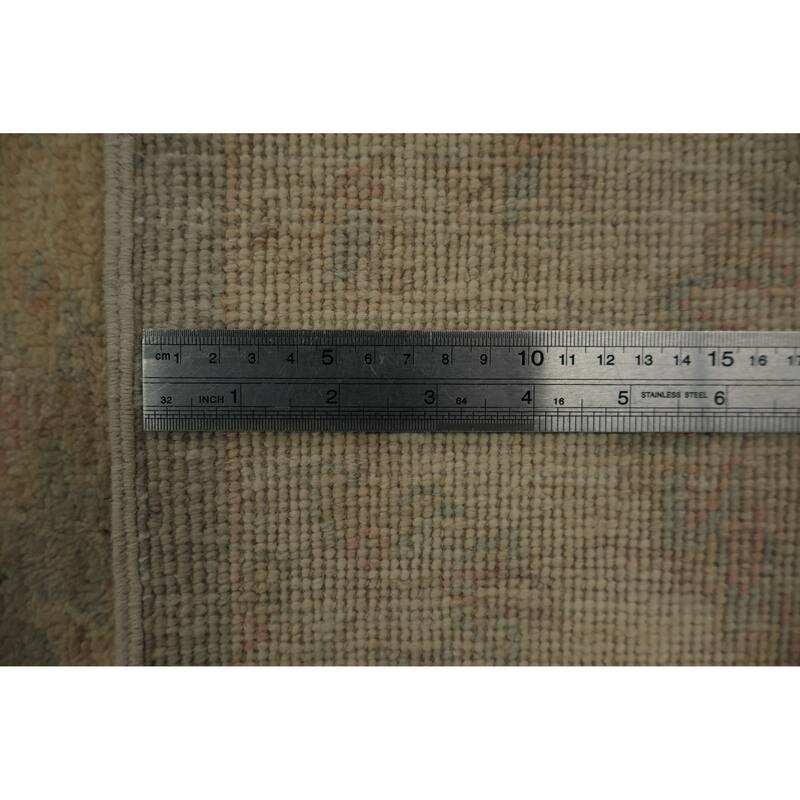 Hand Knotted Oriental 100% Wool Carpet Transitional All-Over Green Oushak Area Rug - 8' 0'' X 8' 2''