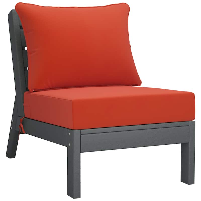Polytrends Birchwood All Weather HDPE Outdoor Patio Deep Seating Gray Sofa With Cushions (3-Piece)