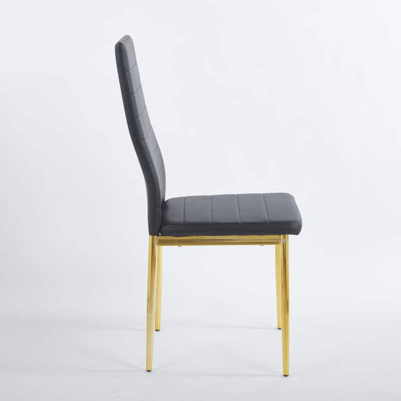chair set of 4,GOLDEN COLOR LEG,BLACK SEAT