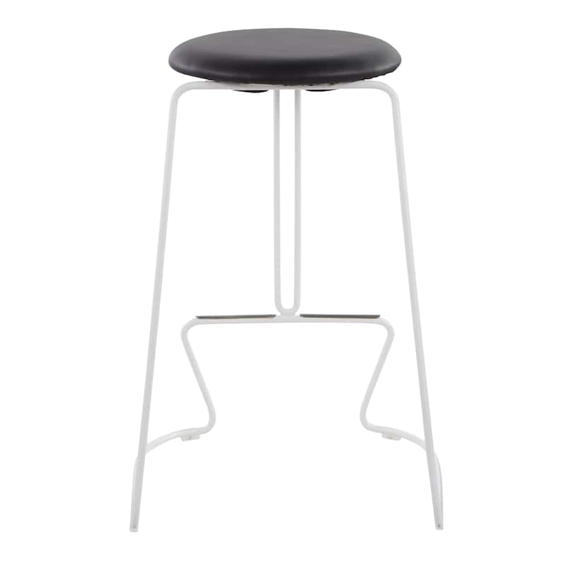 Finn Counter Stool in White Steel and Charcoall Fabric - Set of 2 - 19.5"Lx18"Wx25.75"H