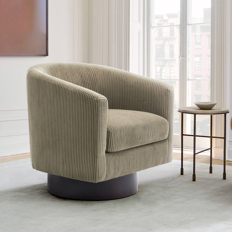 Modern Upholstered Barrel Chair Swivel Accent Chair for Living Room