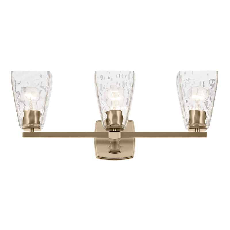 Kichler Lighting Marant 23.75" 3-Light Vanity Light with Clear Water Glass in Champagne Bronze