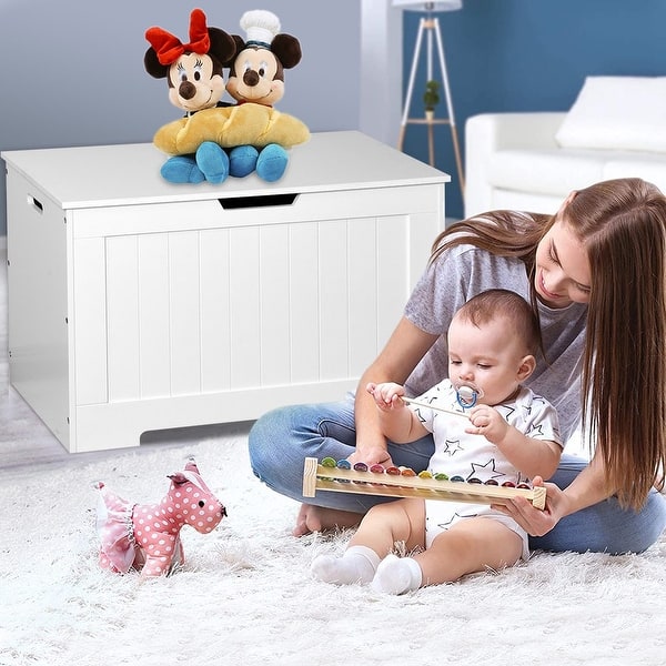 Saicool Wooden Storage Chest, Storage Trunk w/2 Safety