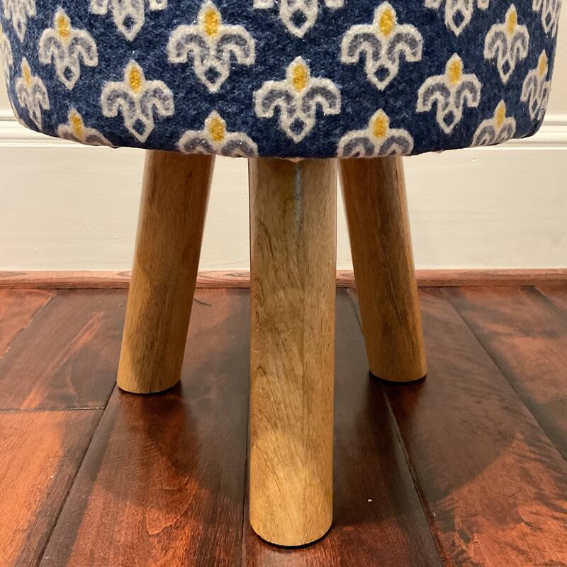 HERAT ORIENTAL Wooden Round Upholstered Cloth Stool