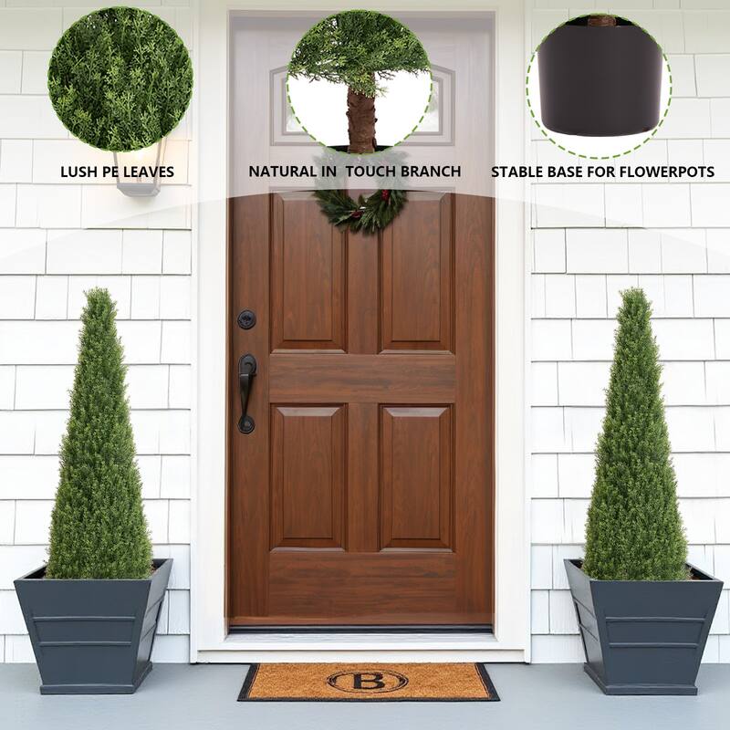 GDFStudio - Valemont 4FT Conical Topiary Cedar Trees Artificial Evergreen Shrubs with UV Resistant Finish