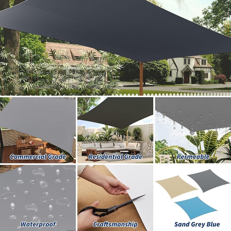 8'X10' Sun Shade Sail Shade Cloth, Sunshade for Patio, Backyard, Deck, Garden, Sand