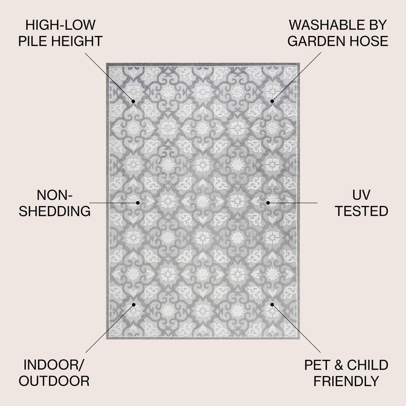 JONATHAN Y Crisantemo Tile Trellis High-Low Indoor/Outdoor Area Rug