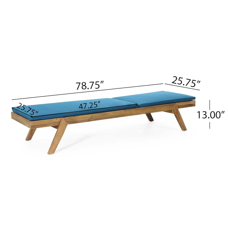 Caily Outdoor Acacia Wood Outdoor Chaise Lounge with Cushions by Christopher Knight Home