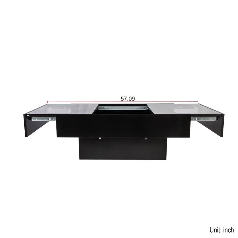 Extendable Coffee Table with Storage, Wood Center Table for Living Room, Rectangular Coffee Tables with Sliding Tabletop