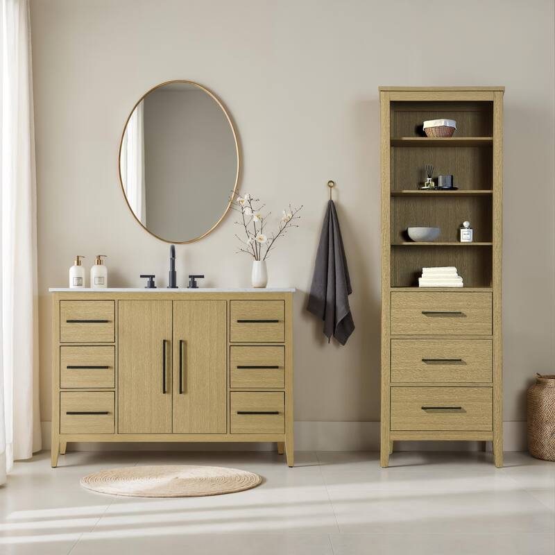 Laura 16-28 Inch Open Shelving Bath Storage Cabinet