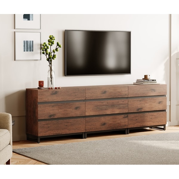 40 inch tv on dresser Amazon.com: AODK with Charging Station, 40-Inch Long Dresser for Bedroom with 6 Large Fabric Drawers, Stand with Open Shelves for 50 TV, Vintage : Home & Kitchen ensuring excellent durability and stability WAMPAT 67" Modern TV Stand