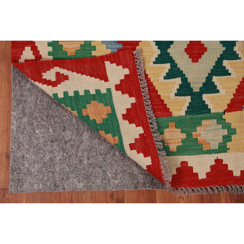 Hand Woven Oriental 100% Wool Carpet Southwestern Geometric Multi-Colored Kilim Area Rug - 8' 0'' X 5' 10''