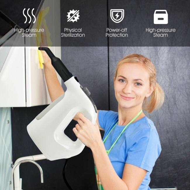 Powerful 1400W Handheld Steam Cleaner with 17 Accessories for Versatile Household Cleaning - 13" x 5" x 9.5" (L x W x H)