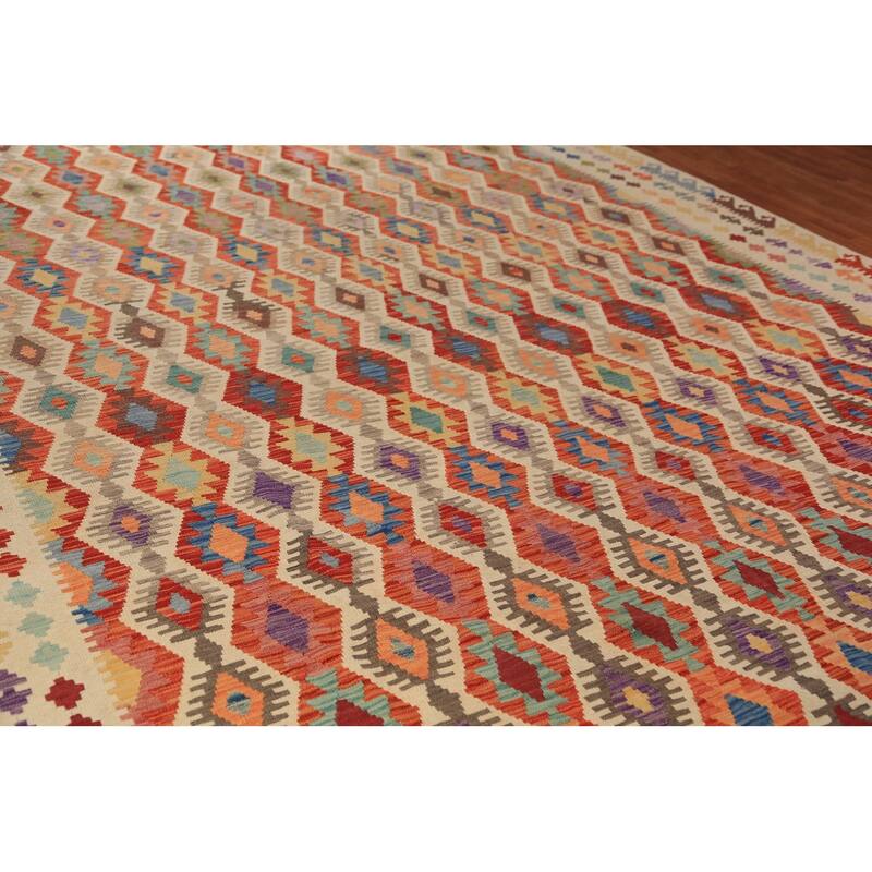 Oriental Kilim Large Rug Hand-Woven Wool Carpet - 10'1"x 16'0"