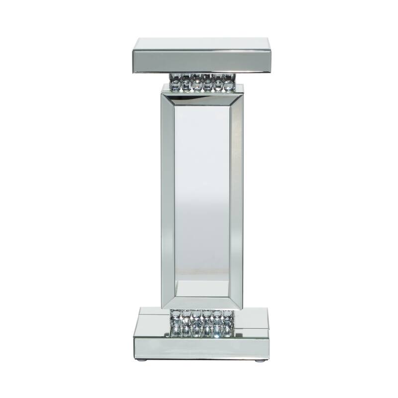 Silver Glass Mirrored Pedestal Table